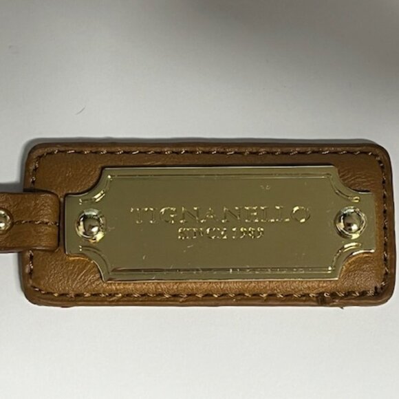 Tignanello Brown Leather Metal Key Fob Purse Clip & Ring Hang Tag - Picture 7 of 12